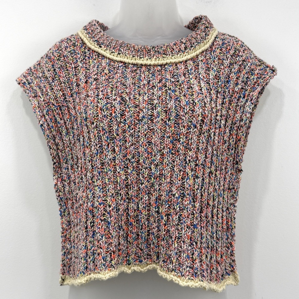 Free People Desert Heat Sweater Vest XS Rainbow Boho Hippie Indie Marled Retro
